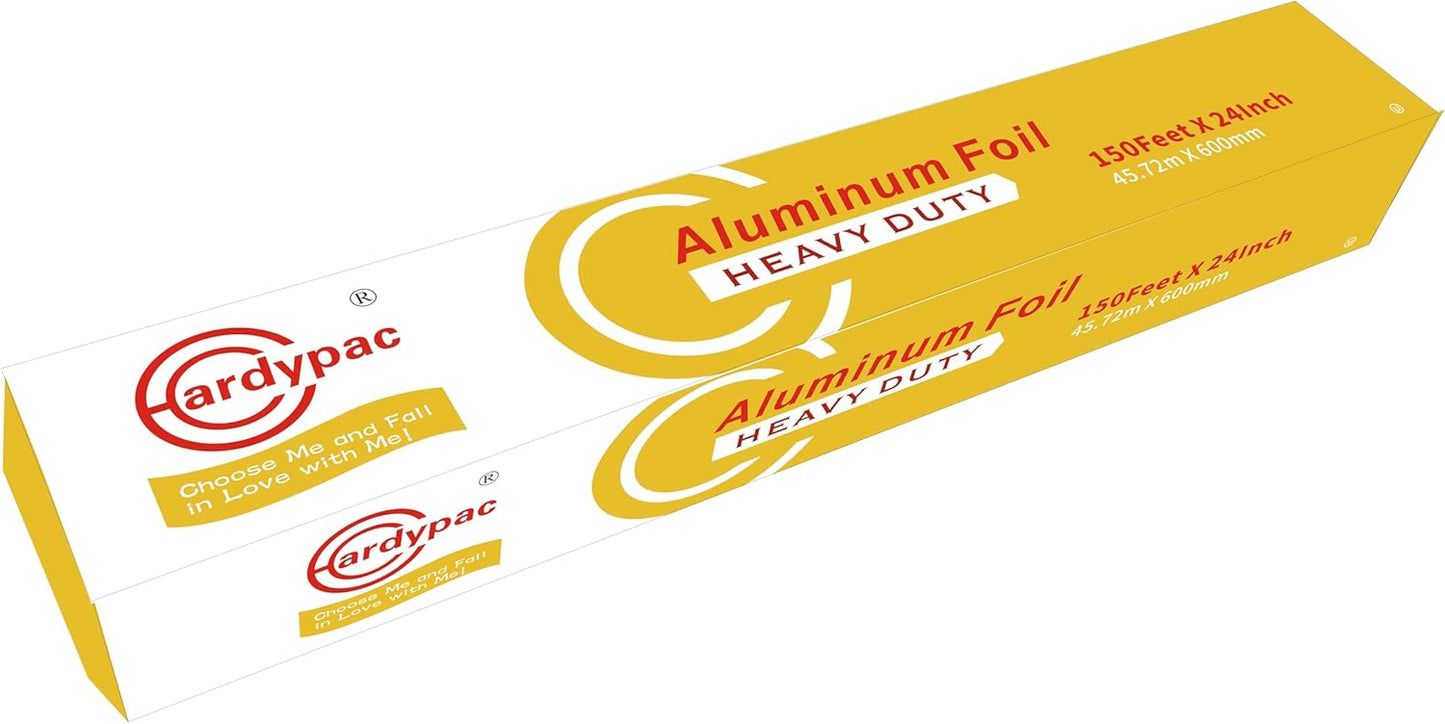 24 inch extra wide Heavy Duty Aluminum Foil Roll, 300 Square Feet, 24 Inch x 150 Feet, kitchen wide tin foil grill foil paper for cooking, baking, wrapping, BBQ aluminum paper heavy duty.