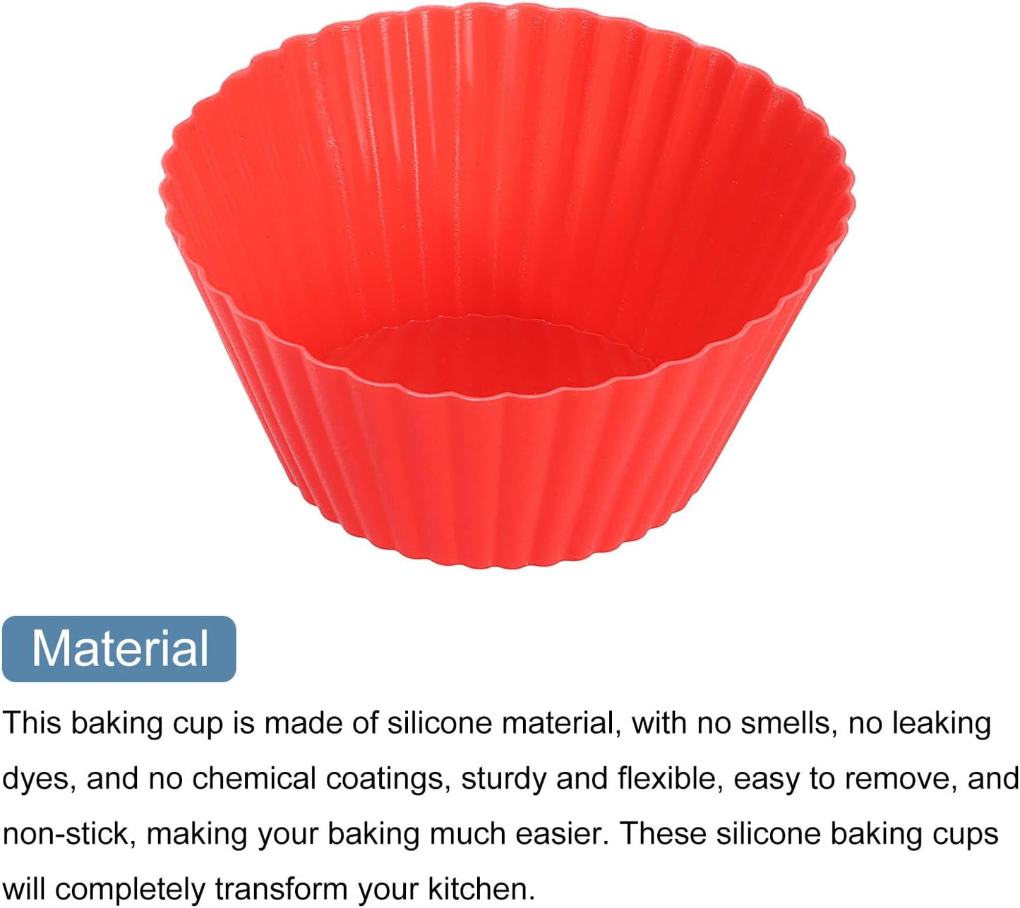 uxcell 18Pcs Silicone Cupcake Liners, Non-Stick Baking Cups, for Cooking Eggs, Baking Muffins and Make a Cake(Red)