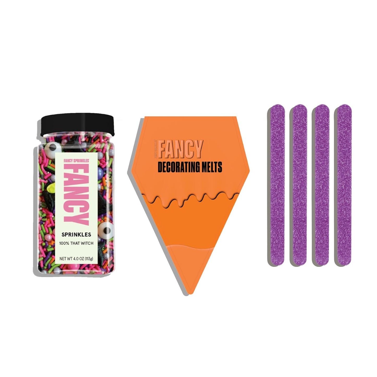 Fancy Sprinkles Limited Edition Halloween Candied Apple Kit Decorating Kit For Dessert Decorating, Birthdays, Gifting & Halloween Celebrations with Sprinkles, Decorating Melts and Acrylic Sticks