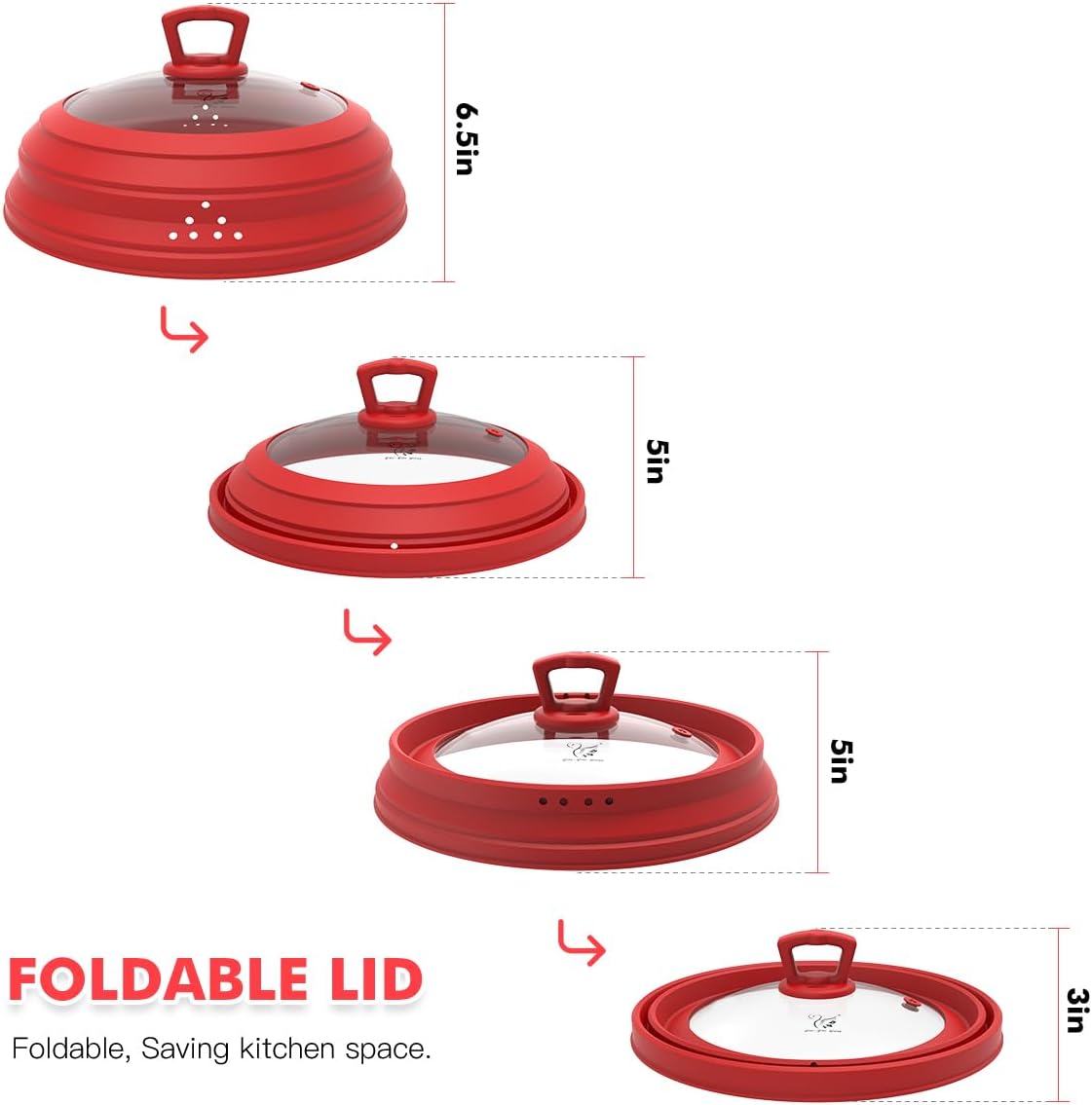 Microwave Splatter Cover Vented Glass Splatter Guard Lid with Collapsible Silicone for Food as Pot Cover 11.8 inch Large Plate for 6 7 8 9 10 11 inch Plate Bowl