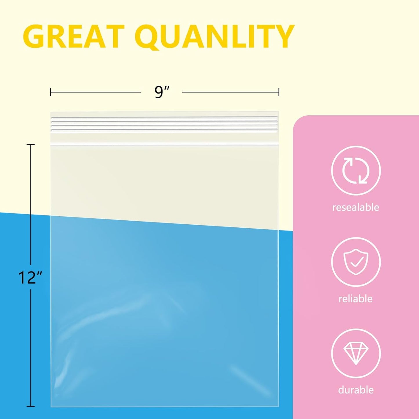 iMailer - 100 Pcs - 10" x 13" Clear Zip Bags - Reclosable Plastic Zip Poly Bags 2 Mil for Prints, Photos, Documents, Clothing, T-Shirt