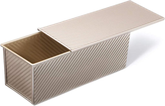 Pullman Loaf Pan w Cover large Toast Mold rectangle loaf pan w lid 2.2lb dough alluminumed steel champange gold non stick baking bread pan