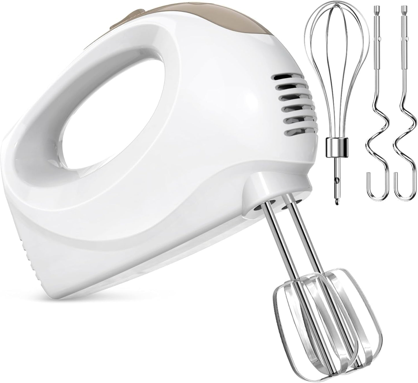 Hand Mixer, 5 Speed Electric Cake Whisk Food Mixer Self-Control/Turbo Boost with 5 Stainless Steel Accessory Food Beater for Cake Bread (one size)