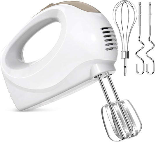 Hand Mixer, 5 Speed Electric Cake Whisk Food Mixer Self-Control/Turbo Boost with 5 Stainless Steel Accessory Food Beater for Cake Bread (one size)