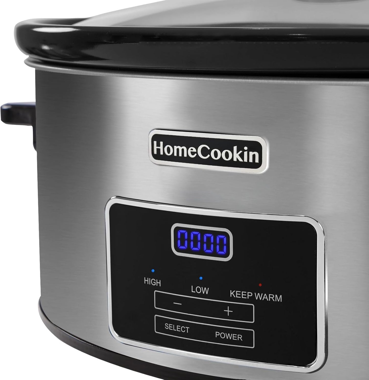 HOMECOOKIN 6-Quart Digital Programmable Slow Cooker with Timer - Small Kitchen Appliance for Family Dinners - Serves 6+ People - Heat Settings: Keep Warm, Low and High