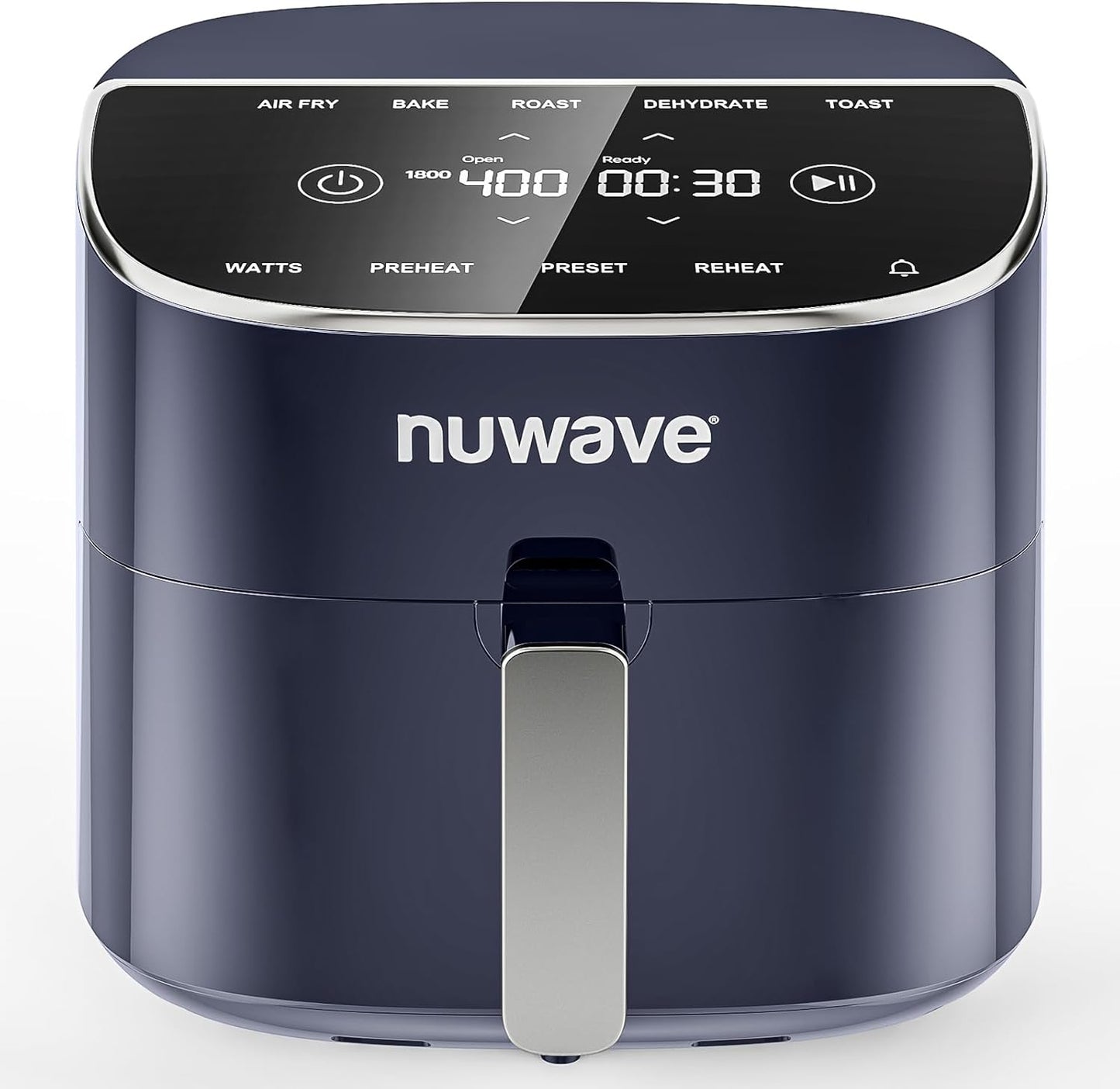 Nuwave Brio Plus 8 Qt Air Fryer, PFAS Free, New & Improved, Digital Touch Screen, Cool White Display, 50°F~400°F in Precise 5°, 5 Cook Functions, 100 Presets & 50 Memory, 3 Wattages 700, 1500, 1800