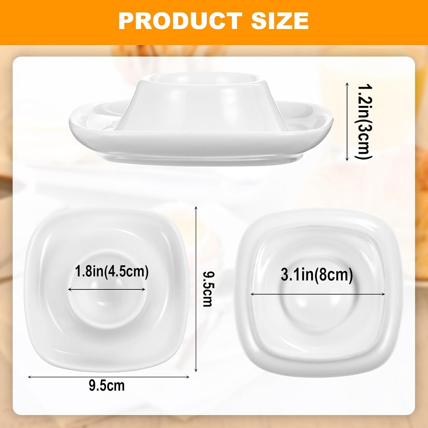 Honeydak 8 Pcs White Ceramic Egg Cups Hard Soft Boiled Egg Holders Stackable Porcelain Dish with Base for Breakfast Brunch Kitchen Serving Table Decor