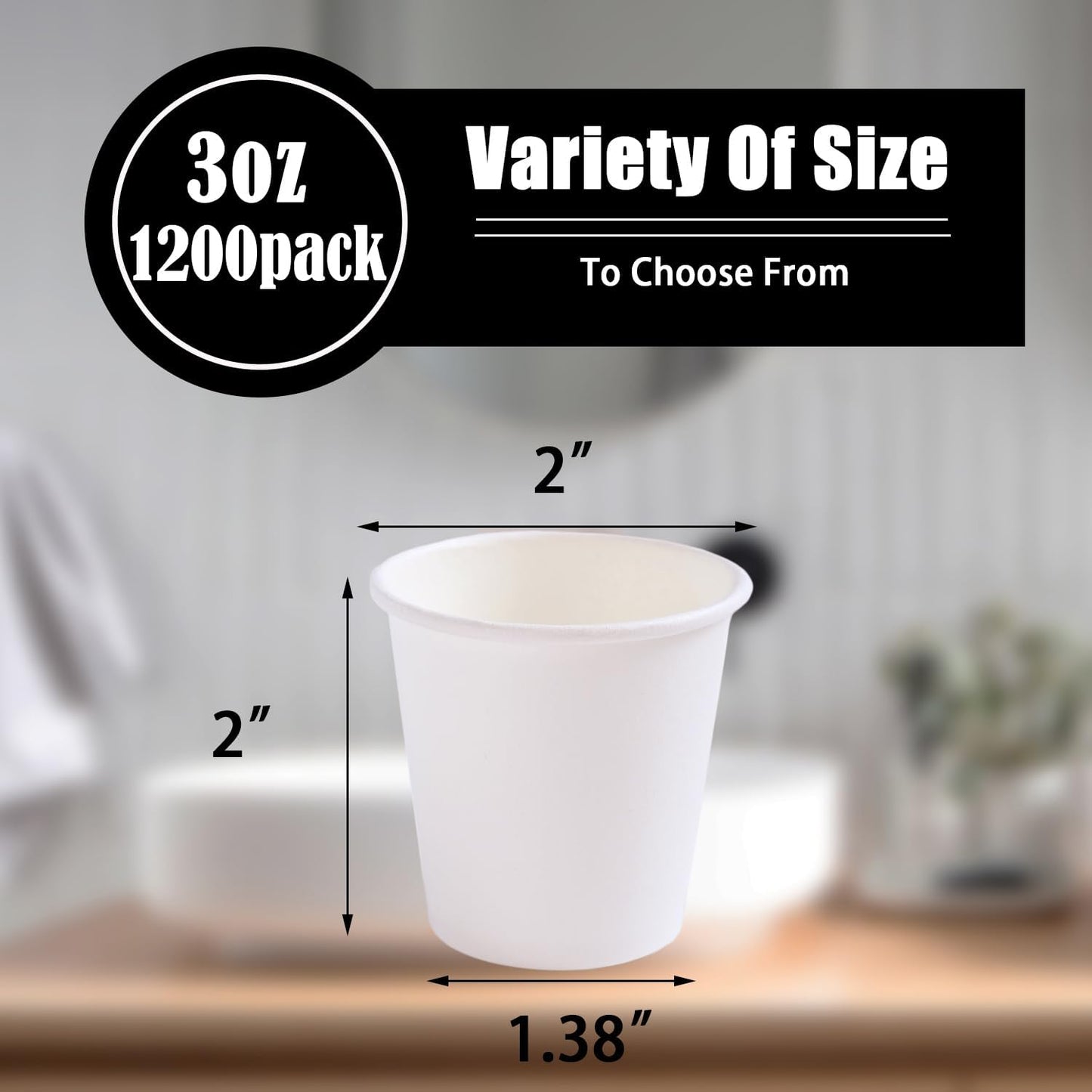Lamosi 1200 Pack 3 oz Paper Cups for Bathroom, Disposable Small Mouthwash Cup, 3oz Mini Espresso Cups for Travel, Party, Picnics, Home, Applicable to Cup Dispenser