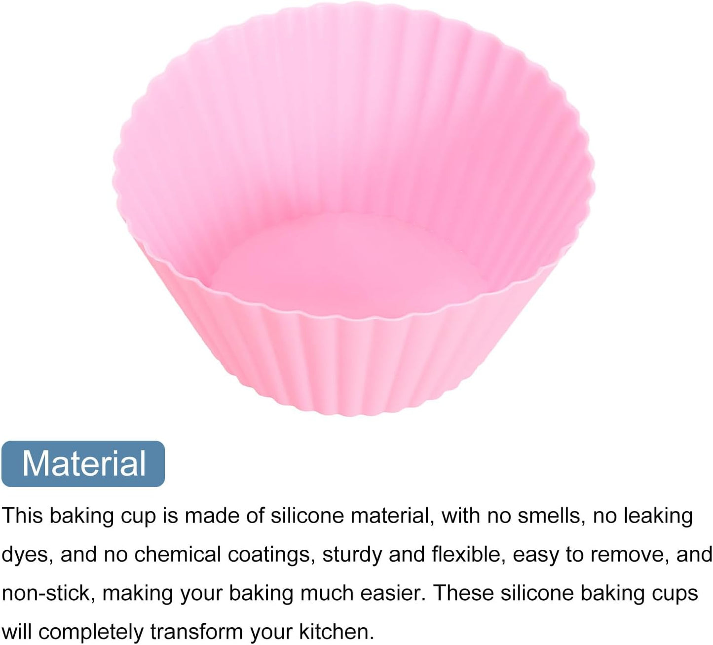 uxcell 36Pcs Silicone Cupcake Liners, Non-Stick Baking Cups, for Cooking Eggs, Baking Muffins and Make a Cake(Pink)