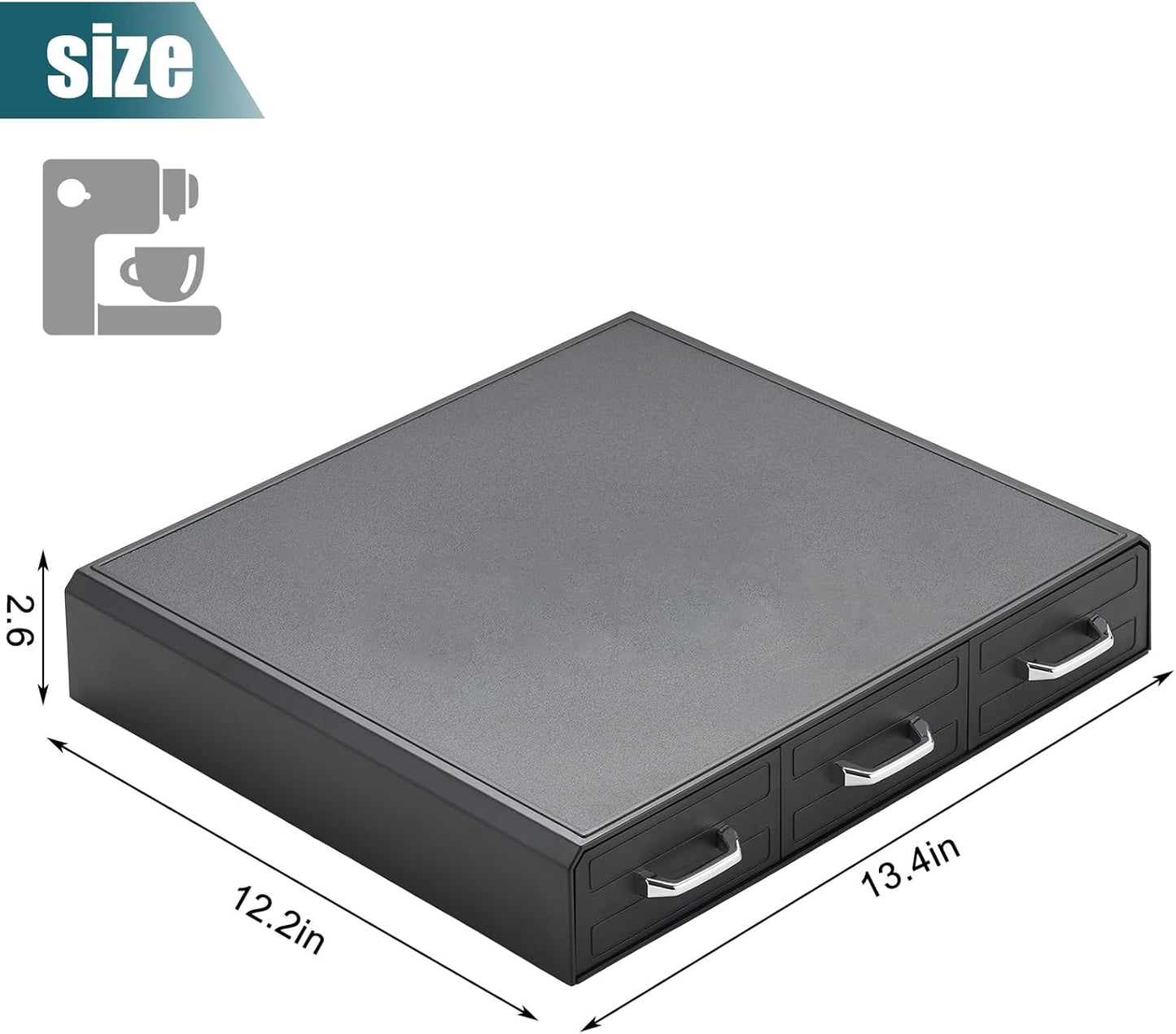 K Cup Holder Drawer 30 Pods Capacity, Three Drawers Design for Nespresso Pods Holder, Coffee Pod Holder Compatible With Keurig Pod Organizer&Nespresso/K-Cup/Vertuo Pod Holder, Black