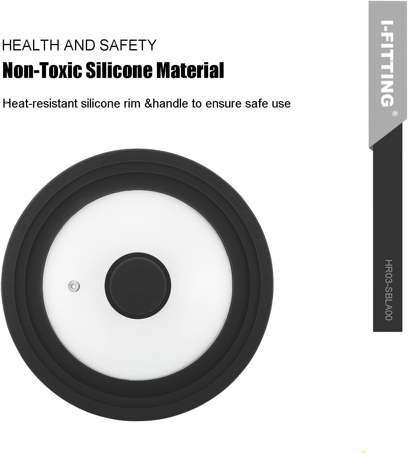 Universal Lid for Pots,Pans And Skillets,HR Huare Technology Tempered Glass with Heat Resistant Silicone Rim,Dishwasher Safe,Fit Cookware 8.5", 9.5”, 10”, Black,1 Pack