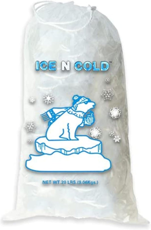 Ice Bags with Drawstring Closure | 20lb, 200ct/cs | 50 mic Thickness | Portable Storage and Freezer Keeper
