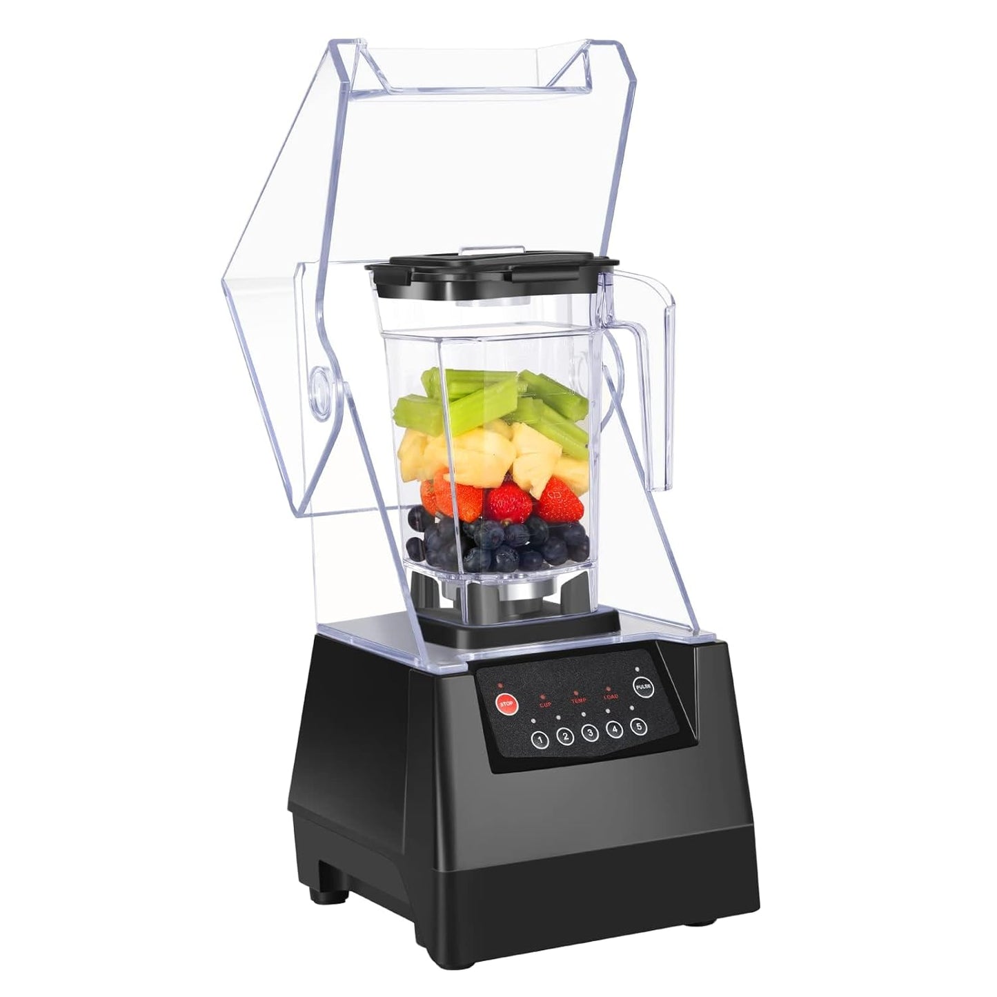 SYBO Commercial Professional Blender With Shield Quiet Soundproof Enclosure, Self-Cleaning 4D Blade System for Ice Crushing, Shakes & Purees, 48oz Pitcher, High-Speed Blender for Restaurants & Home