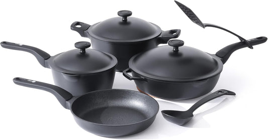 THE ROCK 1TSP 13PCS Cookware Set – Pots and Pans Set Non Stick with ROCK.TEC – Nothing Sticks, Never Warps, Lasts Longer – Healthy, Multifunctional, All-in-One Fry Pan, Saucepan, Stockpot & More