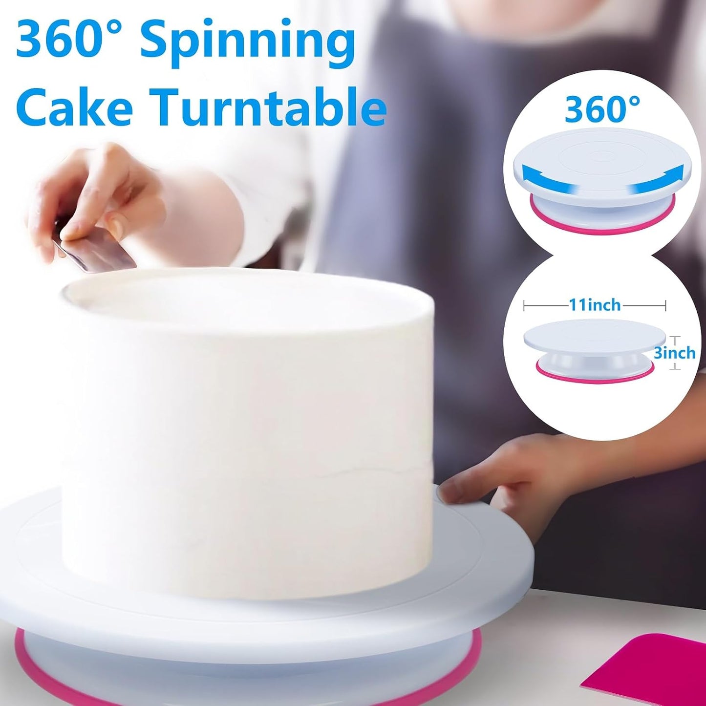 200PCs Cake Decorating Supplies Kit for Beginners - Cake Turntable, 55 Icing Piping Tips, Straight & Offset Spatula, 110+1 Piping Bags, Cake Leveler, Scraper Sets & Baking Tools