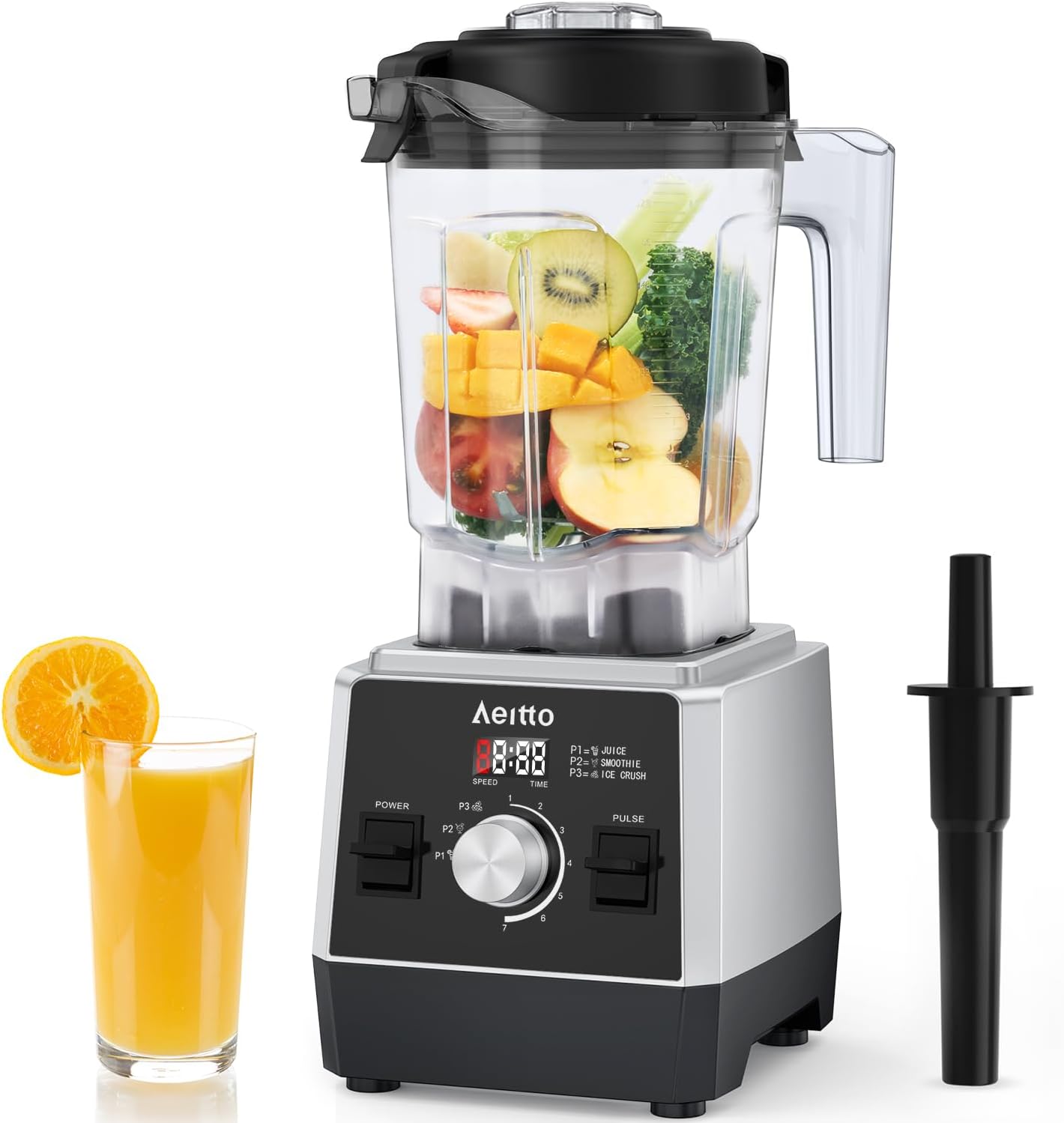 Aeitto Blenders for Kitchen with 68Oz. Large Capacity, 1800W Max Power Smoothie blender, 3 Preset Programs & 7 Speeds, Professional Countertop Blender for Smoothies, Ice Crush, Frozen Drinks, Black