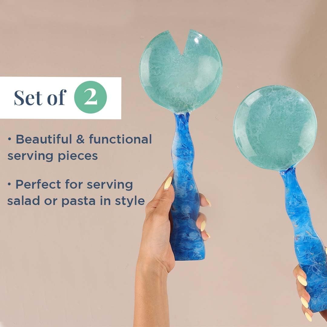 Folkulture Salad Servers or Salad Tongs | Set of 2 (12") Serving Spoons in Kitchen Essentials or Kitchen Utensils Set | Resin Salad Tongs for Serving | Salad Hands or Serving Utensils for Home