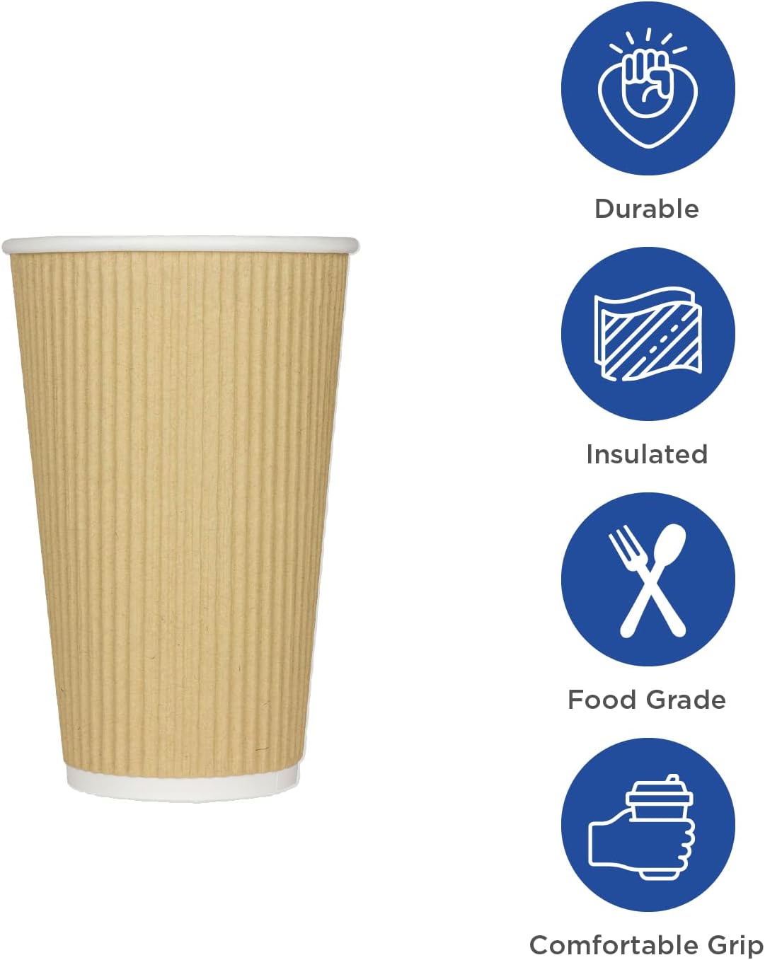 Karat 10 oz Ripple Insulated Coffee Cup [500 Count] Disposable Paper Hot Cup, Sturdy and Leak Proof, 90mm, No Lids