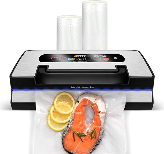 SEATAO VH5188 Automatic Vacuum Sealer Machine, 90kPa Multifunction Commercial Vacuum Food Sealer For Food Preservation, Dry & Moist & Food & Extended Modes, LED lights, Double Seal