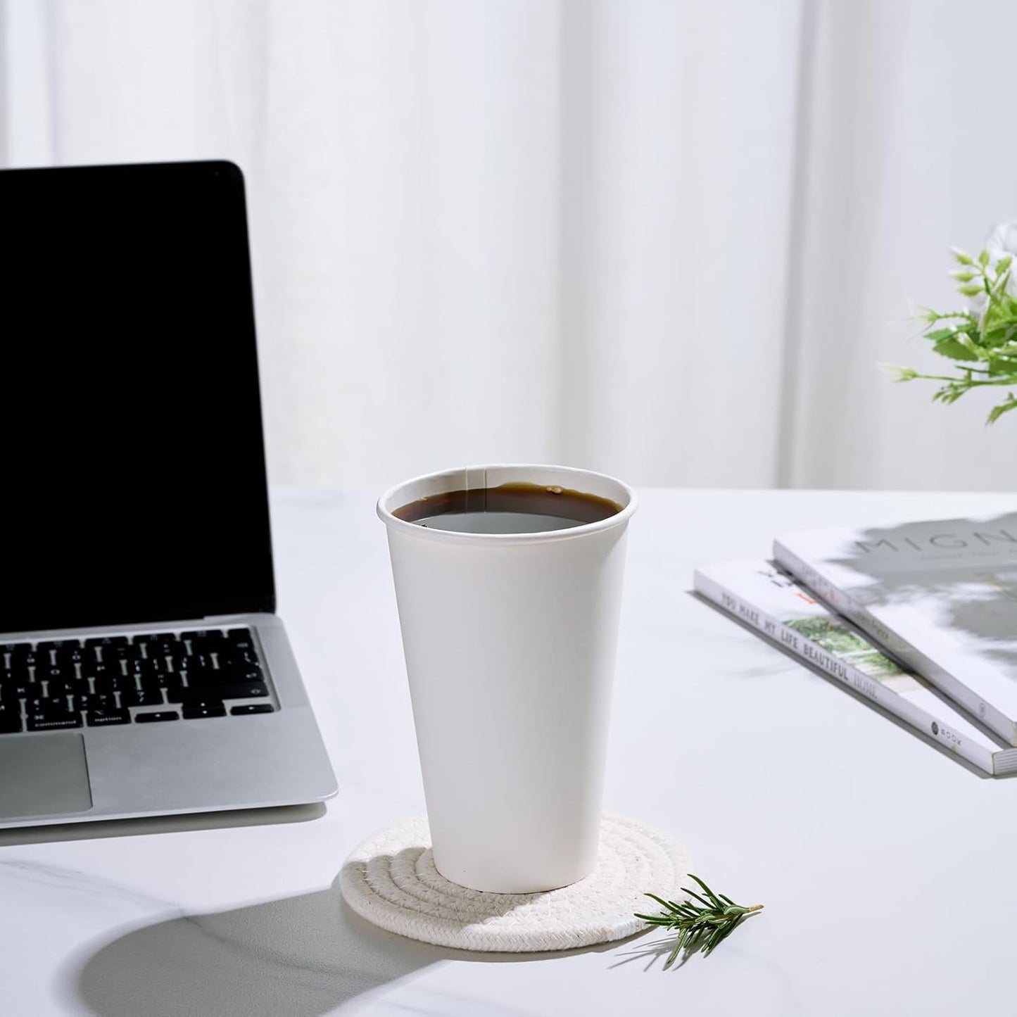 LITOPAK 1000 pack 16 oz Disposable Paper Coffee Cup, Hot Paper Coffee Cups, 16 oz White Paper Cups for Offices, Schools, Shops, Restaurants