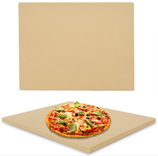 Pizza Stone Heavy Duty Ceramic Baking Stone for use in Oven & Gril - Thermal Shock Resistant, Ideal for Baking Pizza, Bread, Cookies, Rectangular Cooking Stone 15x12 Inch. (Bonus Free Scraper)