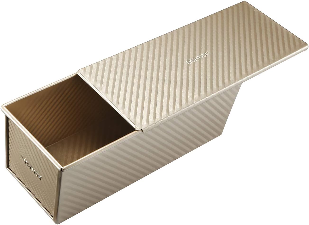 Pullman Loaf Pan w Cover large Toast Mold rectangle loaf pan w lid 2.2lb dough alluminumed steel champange gold non stick baking bread pan