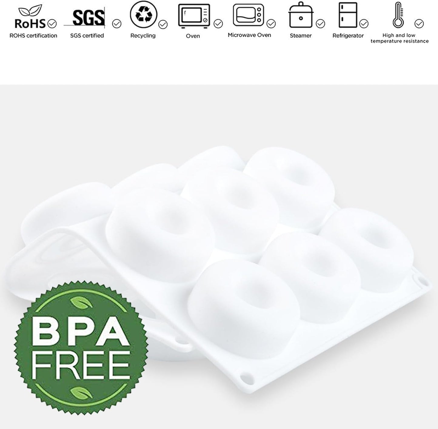 OCPO KITCHEN Doughnut Silicone Molds for Baking Mousse Cake, 3D Silicone Baking Mold for Candy Pastry Chocolate Truffle Cupcake Jelly Cookie Pudding Cake Decoration Mold, Doughnut Shape (15-Cavity)