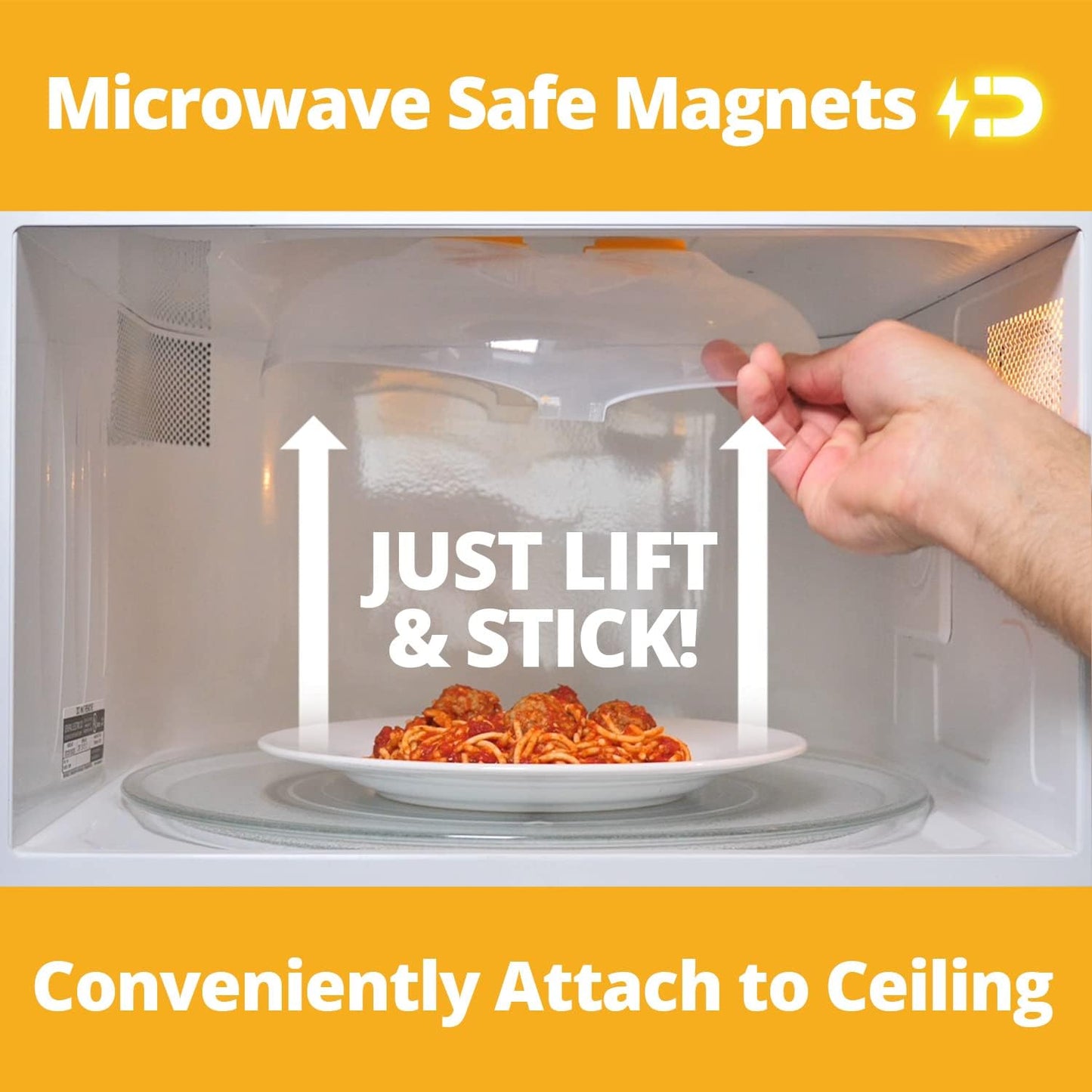 Magnetic Microwave Cover for Food | Clear Microwave Splatter Cover | Microwave Plate Cover with Steam Vents | Food Grade Dish Cover | BPA-Free | Dishwasher Safe | Orange