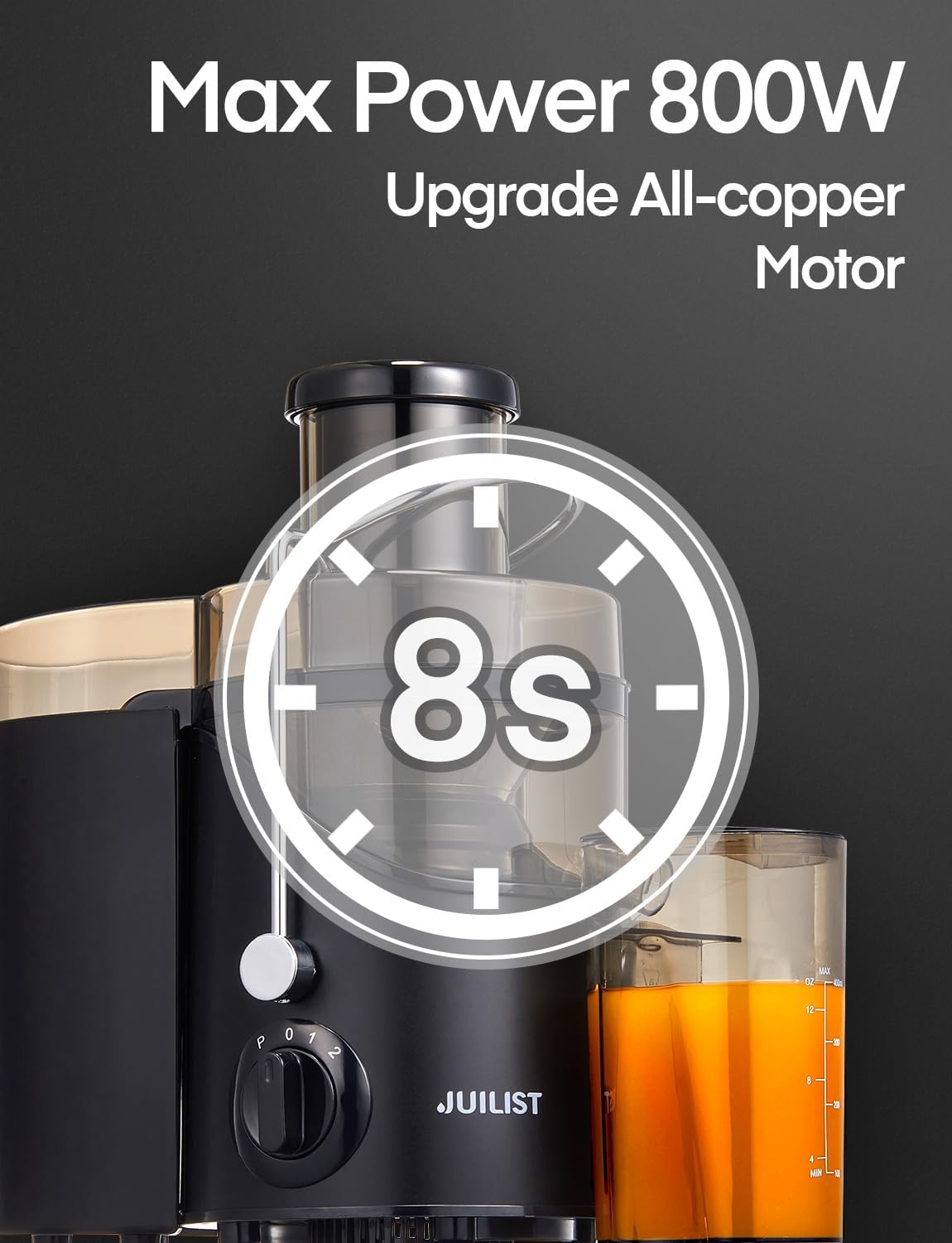 Juicer Machines, Juilist 3" Wide Mouth Juicer Extractor, for Vegetable and Fruit with 3-Speed Setting, 400W Motor, Easy to Clean, Black