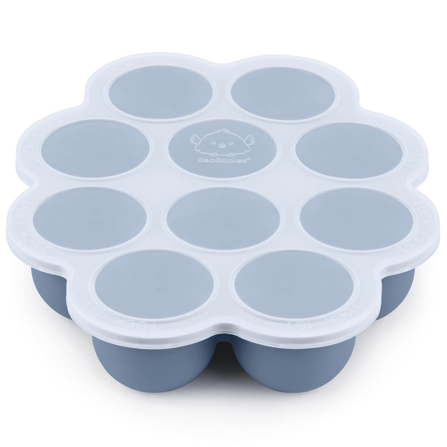 KeaBabies Silicone Food Freezer Trays with Lid, 2oz x 10 Pods Baby Food Storage Containers, Easy Puree Meal Prep, Breast Milk Silicone Freezer Molds, Dishwasher, Microwave Safe, BPA-Free (Slate)