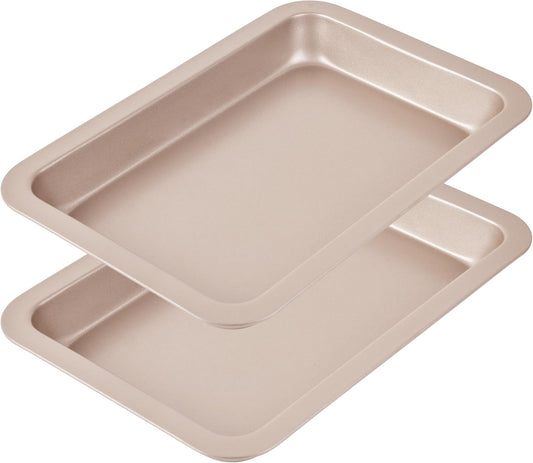 10-Inch Nonstick Shallow Cake Pan, Rectangle Bread Loaf Pan, Baking Sheet Set of 2