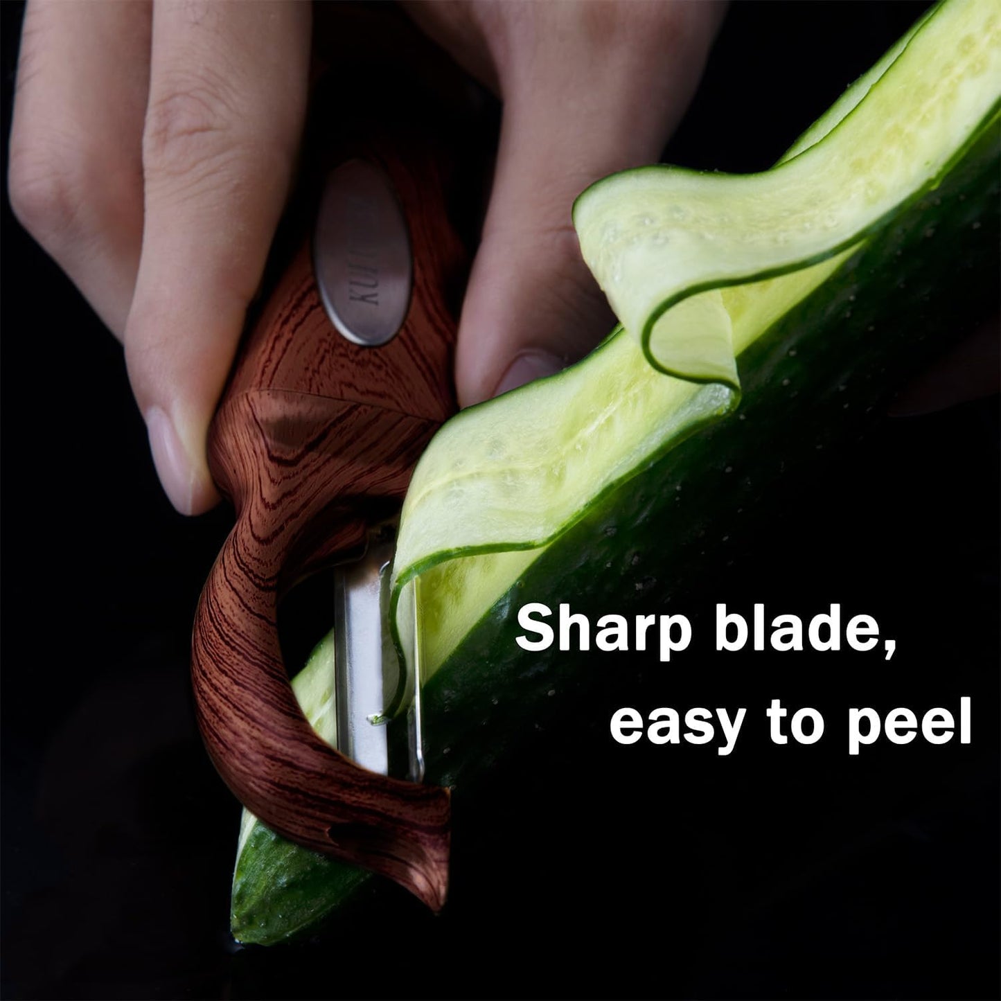 Kitchen potato vegetable peeler with stainless steel rotating blade, suitable for fruits and vegetables （Redwood grain）