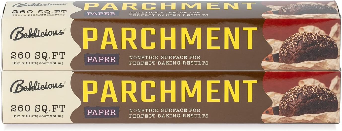 Unbleached Parchment Paper Roll for Baking, 2 Pack of 15 In X 210 Ft Non-stick Baking Parchment Paper, Food Grade Cooking Paper for Baking Bread, Cookies,Pans, Oven, Air Fry