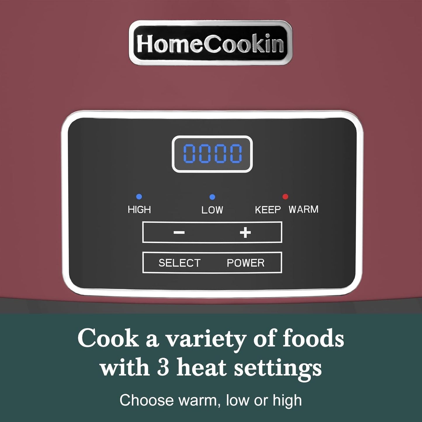HOMECOOKIN 8-Quart Programmable Slow Cooker with Timer Keep Warm - Small Kitchen Appliance for Family Dinners - Serves 6+ People (Red Shell + White Ceramic Liner)