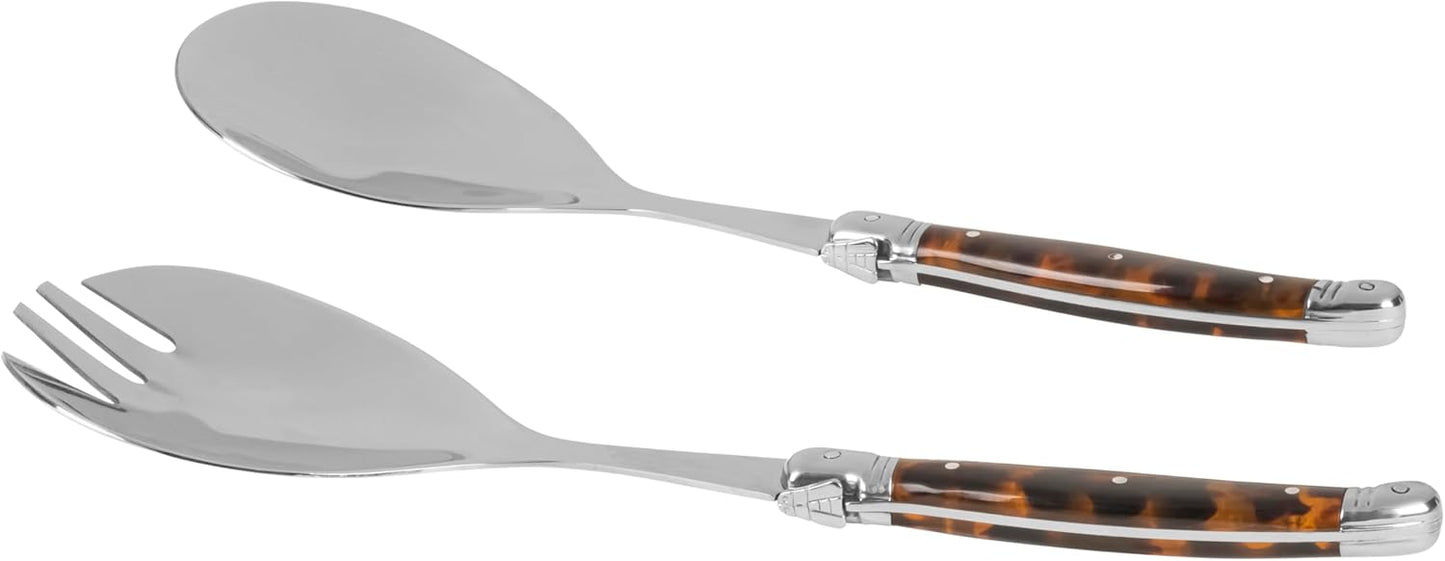 French Home 2-Piece Set of Laguiole Connoisseur Tortoise Shell Salad Servers