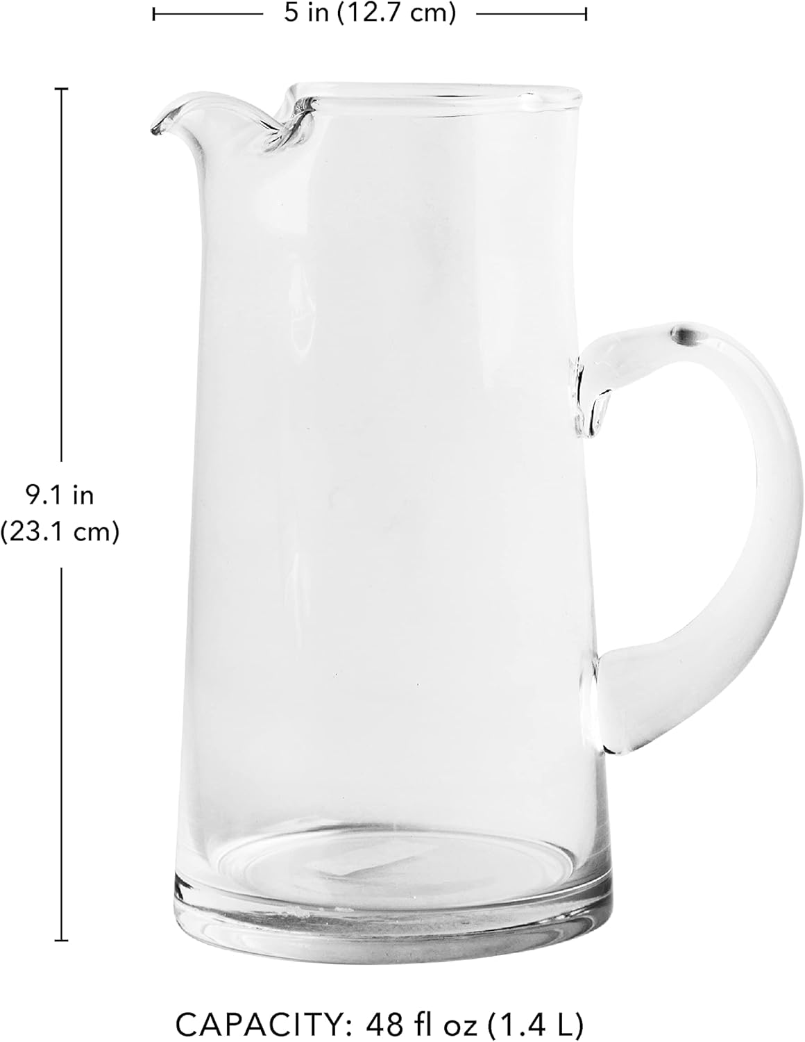 Glass Water Pitcher with Spout – Elegant Serving Carafe for Water, Juice, Sangria, Lemonade, and Cocktails – Crystal-Clear Glass Beverage Pitcher. (31259)