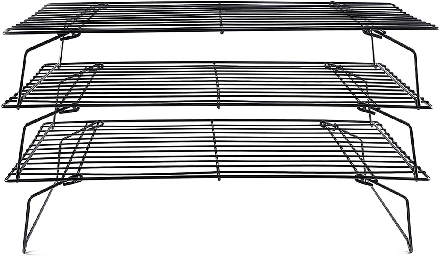 Cooling Rack, 3-Tier Stainless Steel Stackable Baking Cooking Cooling Racks for Cooling Roasting Grilling, Collapsible & Heavy Duty, Oven & Dishwasher Safe