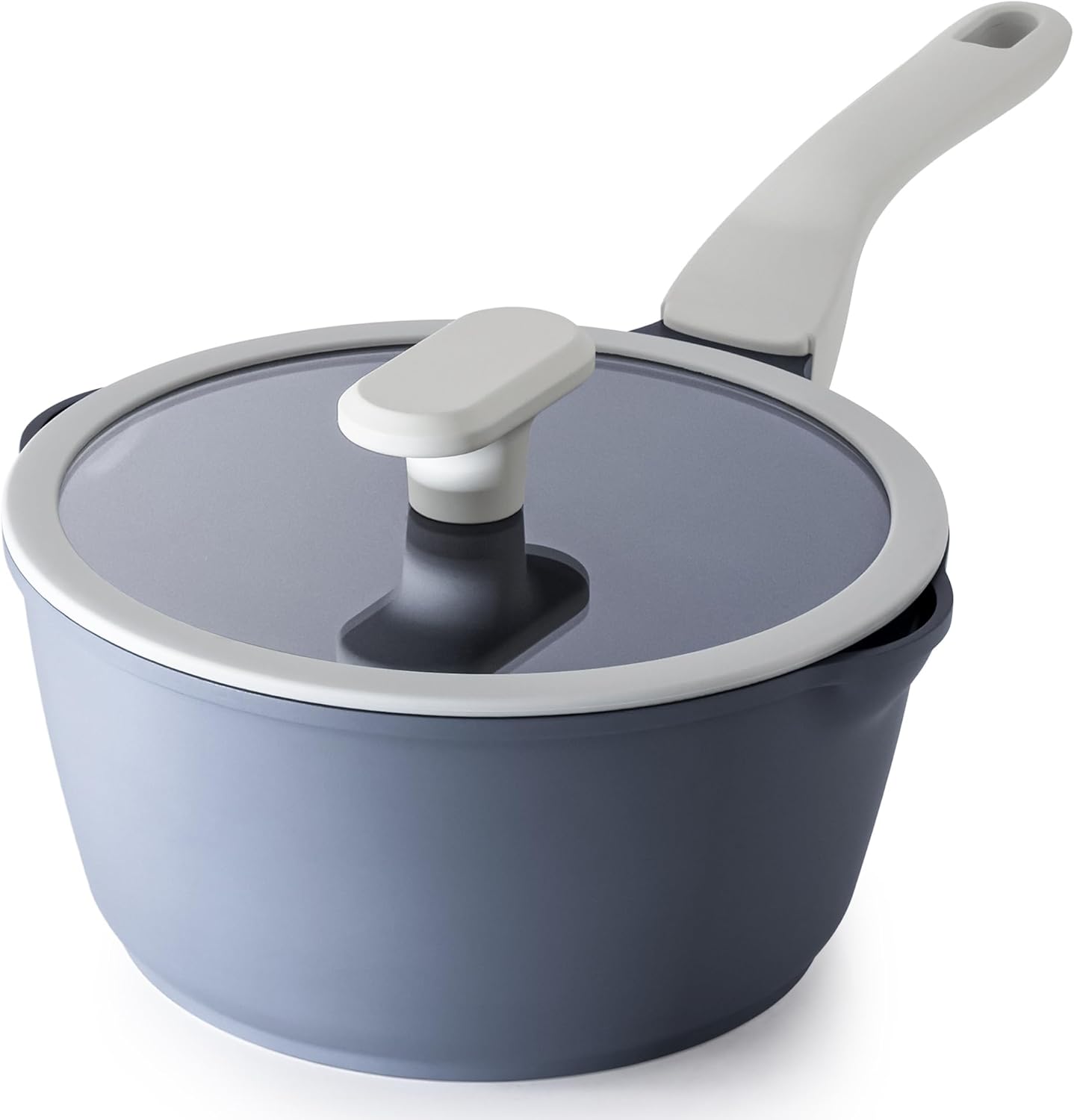 Nonstick Saucepan with Lid, 2.7 Quart Ceramic Sauce Pan, Non Toxic Sauce Pot with Pour Spouts for Multipurpose Use, PTFE, PFOA & PFAS Free, Induction Compatible.