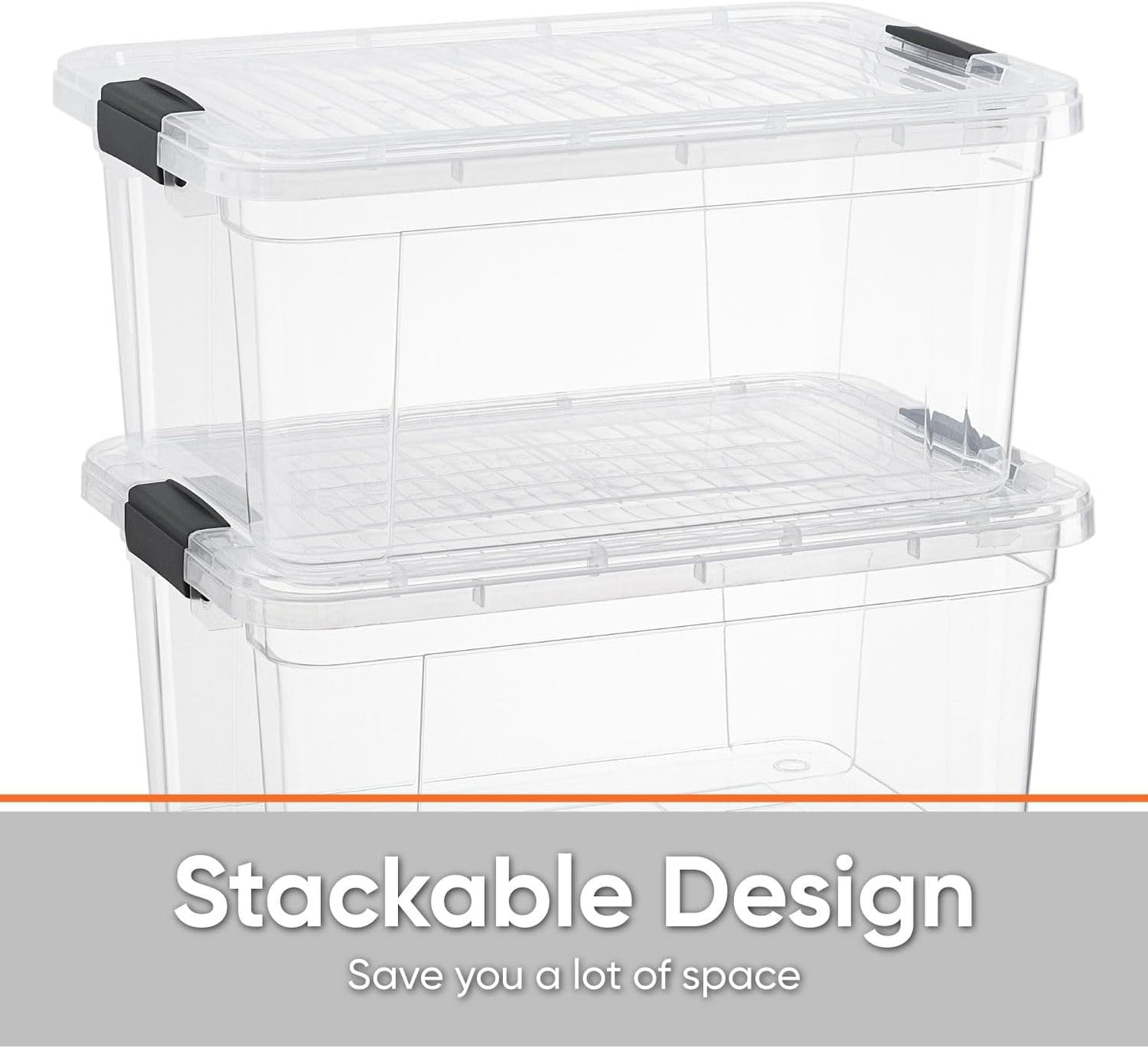 Superio Clear Storage Bins with Lids, Stackable Storage Box with Latches and Handles, Extra Small, 2 Pack 1.75 Quart