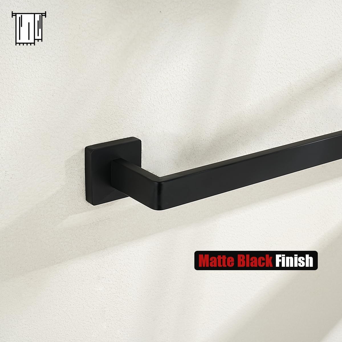 JQK Black Towel Bar, Rounded Edges 20.41 Inch Towel Rack, 304 Stainless Steel Bathroom Wall Mount, Useable Length 18 Inch, TB250L18-PB