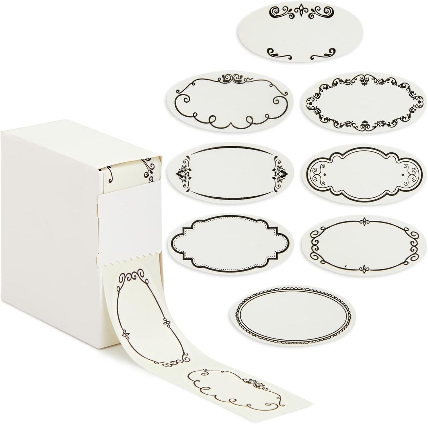 Juvale 300-Piece Dissolvable Labels for Food Storage Containers and Mason Jars - 8 Unique Sticker Designs for Kitchen, Pantry, and Canning Jars (1 x 2.25 Inches)