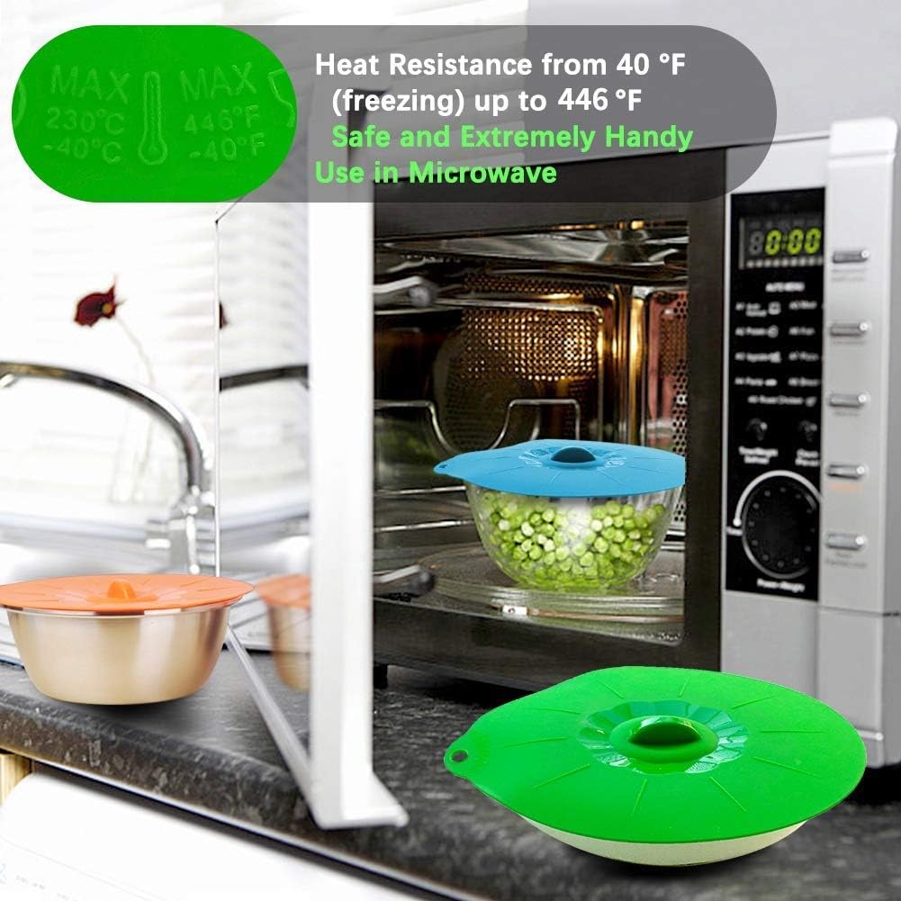 Silicone Lids Covers - Microwave Food Cover for Bowls,Cups,Pots,Pans Food Safe BPA Free Silicone Bowl Covers Easy to Clean and Storage