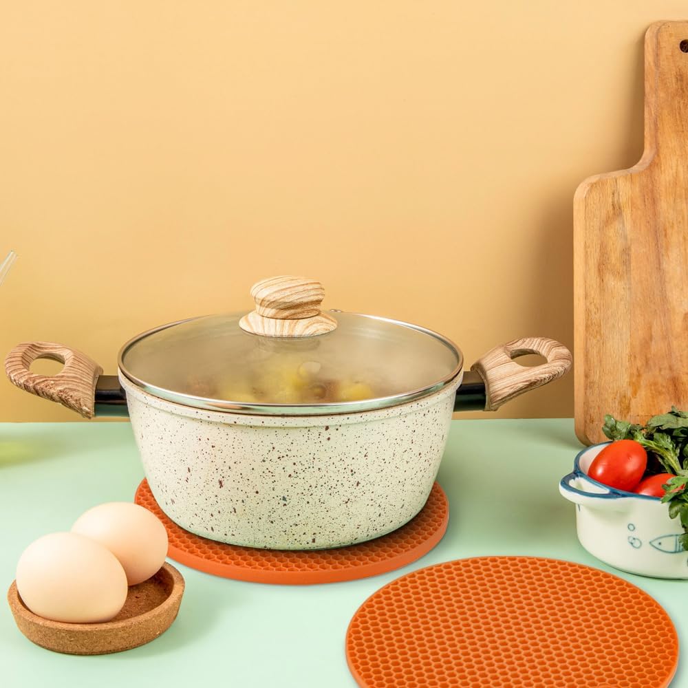 homEdge Silicone Trivets Mat, 6 Packs Multipurpose Non Slip Heat Resistant Pot Holder-Orange