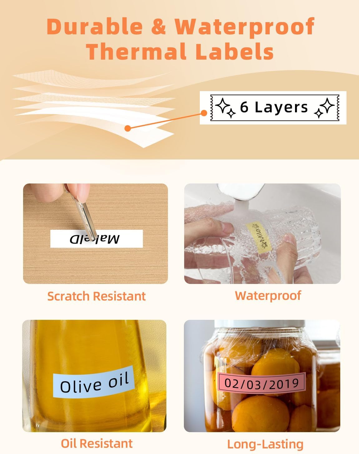 MakeID E1 Q1 Label Maker Tape Refills, 3-Roll 9/12/16mm Continuous Consumables Thermal Laminated Office Labeling Tape Replacement