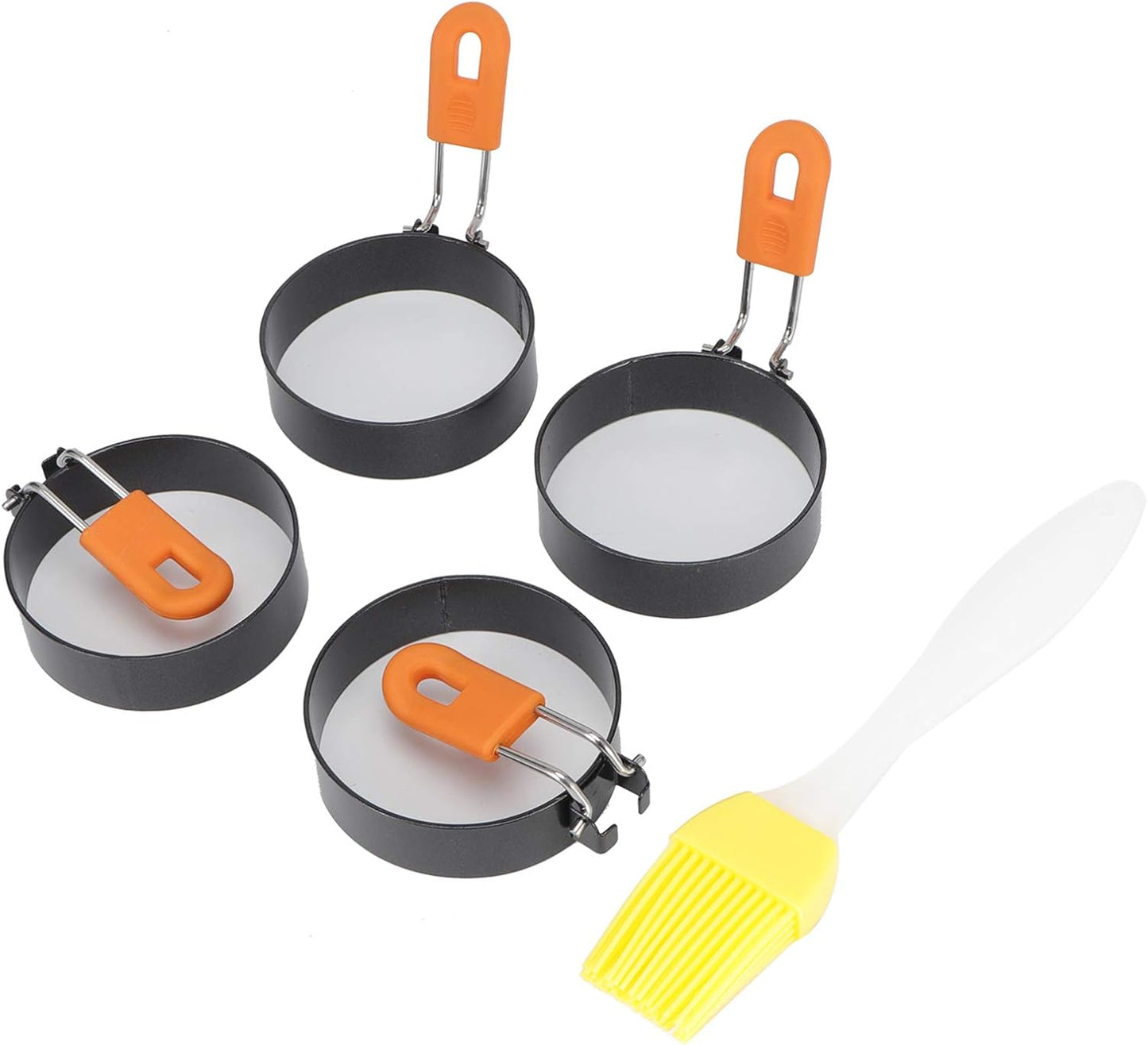 Nonstick Egg Rings, 3.3 In Round Professional Pancake Mold With Silicone Handle And Oil Brush, 4pcs Non Stick Round Moldsfor English Muffins, Griddle Cooking Shaper, Egg Rings for Griddle