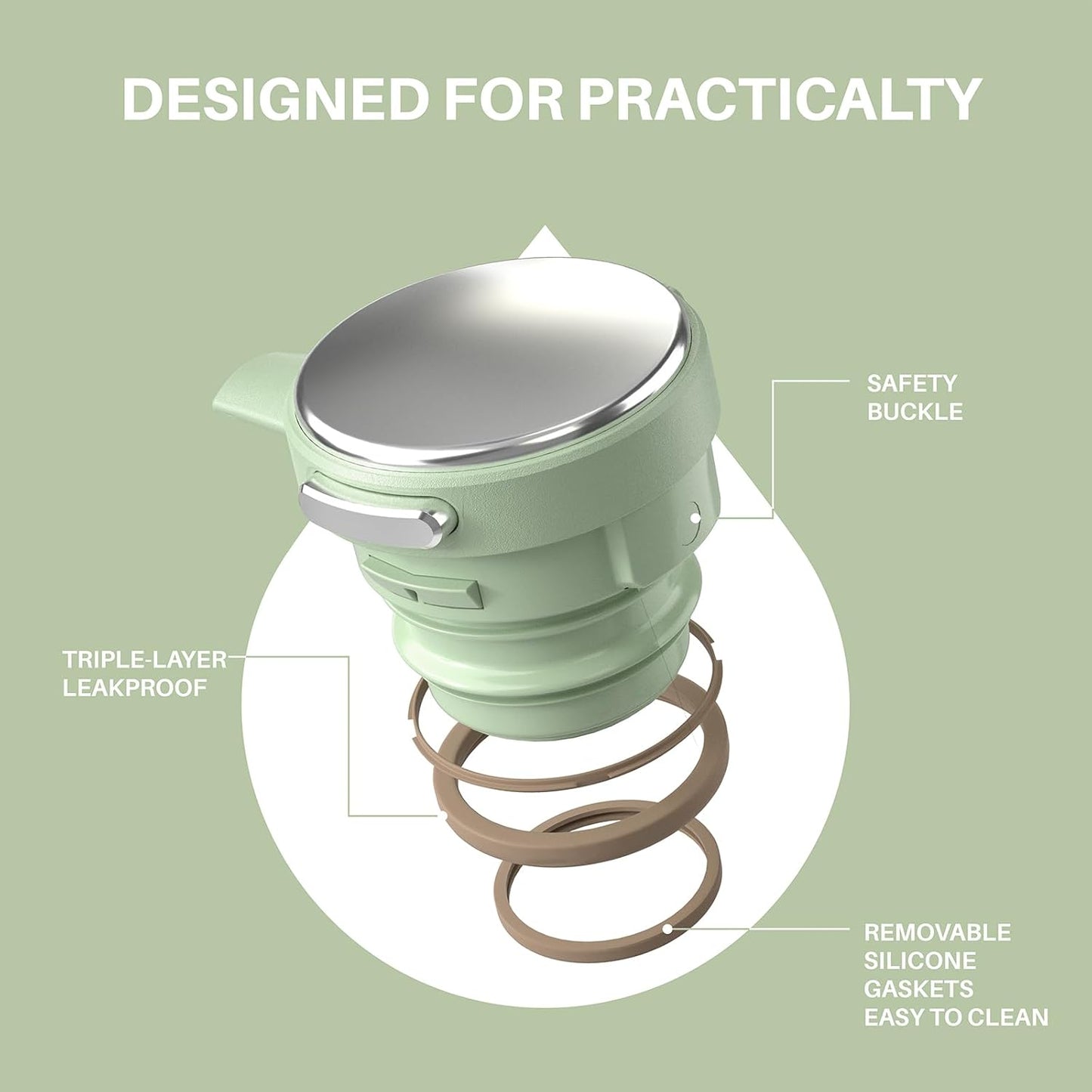 IDEUS Thermal Coffee Carafe 68oz (2,000ml), Stainless Steel Double Wall Insulated Vacuum Flask, Water Jug Coffee Server and Beverage Dispenser, Heat and Cold Retention (Avocado, 68oz (2,000ml))