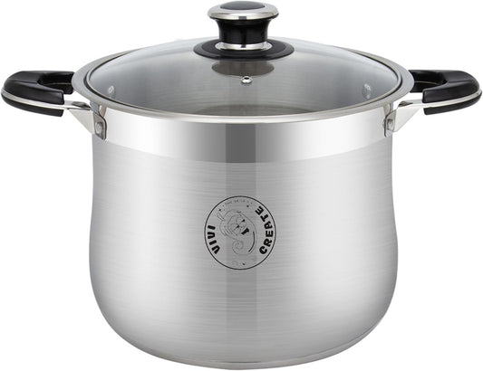 Vivicreate Stainless Steel Stock Pot with Lid for Induction Cooking Boiling Pasta Stew Soup Large Capacity Cookware with Handles for Kitchen Spaghetti Olla Olla de Acero Inoxidable (18.5 QT)