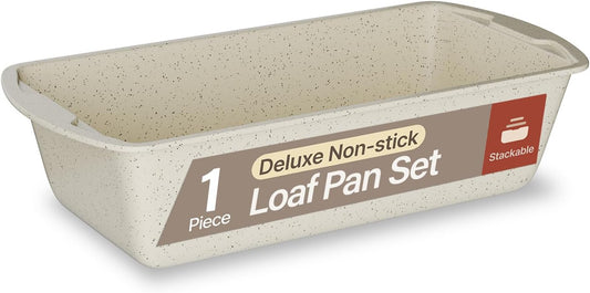 Nonstick Loaf Pan Set Pack of 1, Carbon Steel 11" Large Baking Bread Pan, Oven Safe Up to 450°F, PFOA, PFOS, PTFE Free, Space Saving Stackable Design, Stain Resistant, Dishwasher Friendly,White Marble
