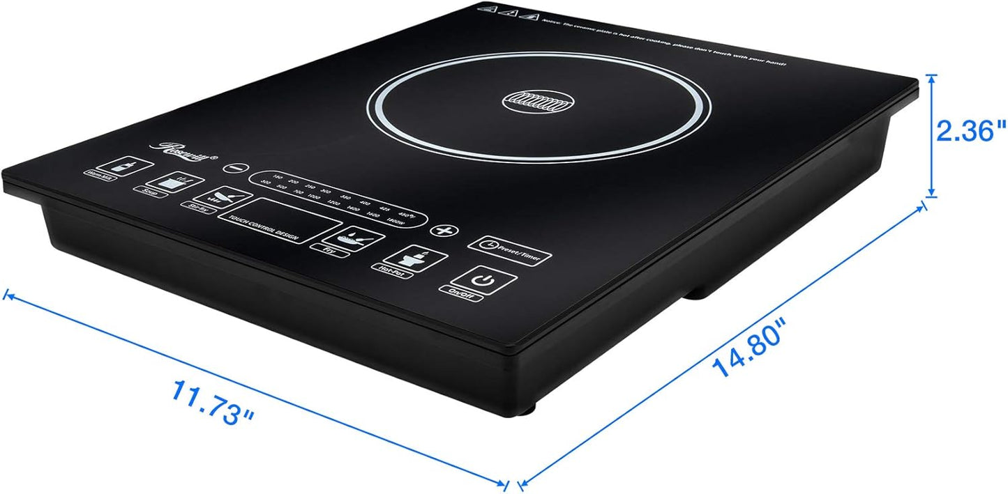 Rosewill Induction Cooker 1800 Watt, 5 Pre-Programmed Induction Cooktop, Electric Burner with Stainless Steel Pot 10" 3.5 QT 18-8, RHAI-15001