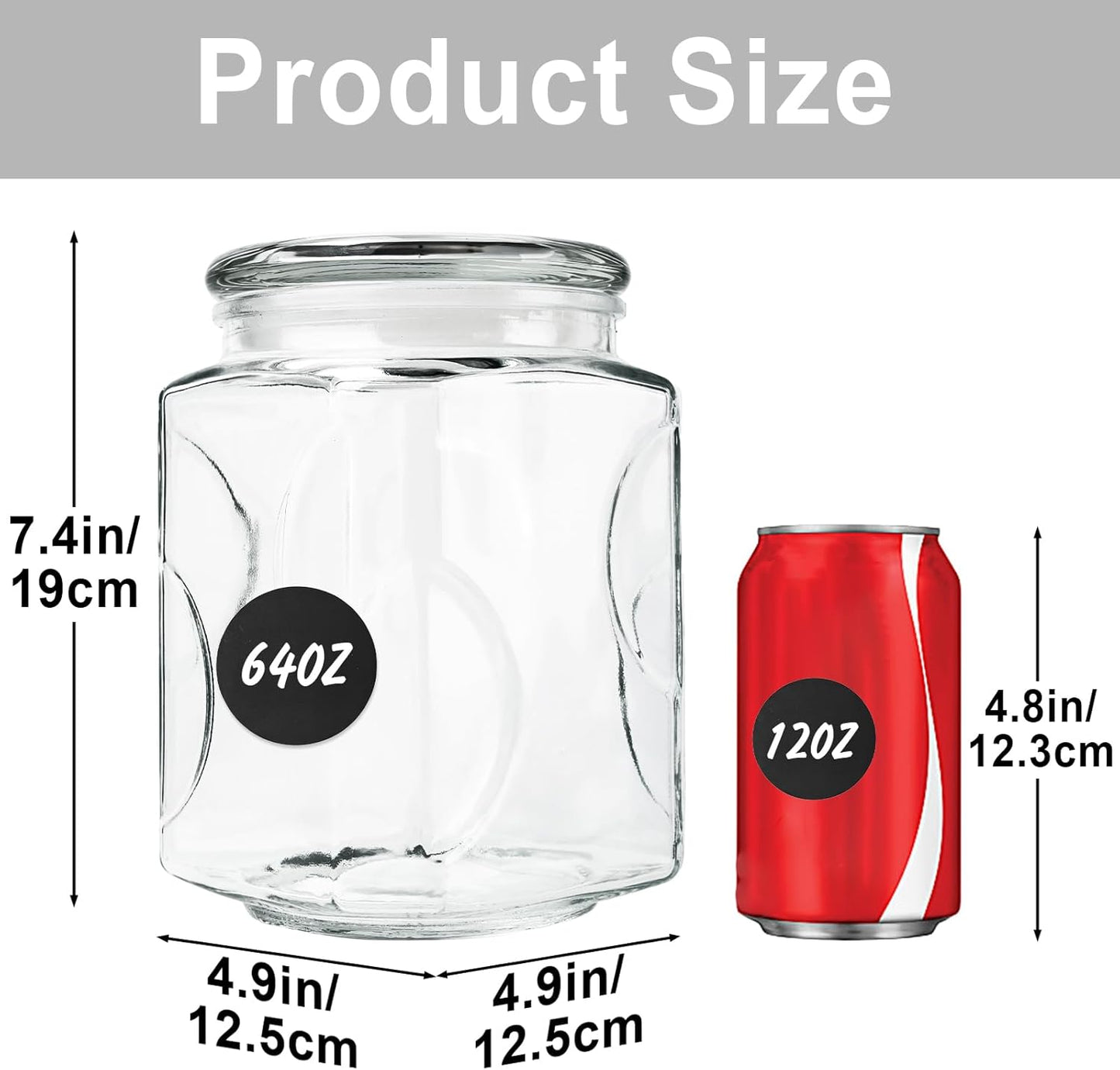 Glass Jars with Lids 64 oz, Airtight Silicone Seal & Non-Slip Design, Large Glass Storage Containers with Lids, Wide-Mouth Storage Containers for Kitchen, Laundry, Pantry & Office